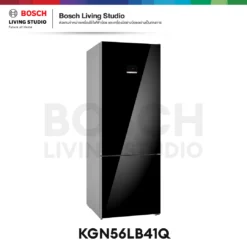 Bosch ตู้เย็นแบบมีช่องแช่แข็งด้านล่าง ซีรี่ส์ 6 ขนาด 17Q 193 x 70 cm สีดำ ประตูกระจก รุ่น KGN56LB41Q