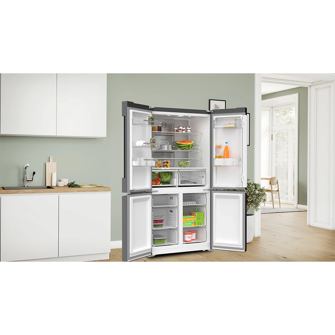 Bosch ตู้เย็นเฟรนช์ดอร์ มีช่องแช่แข็งด้านล่าง ซีรีส์ 4 ขนาด 21.4Q สีดำ รุ่น KFN96AXEA - Image 3