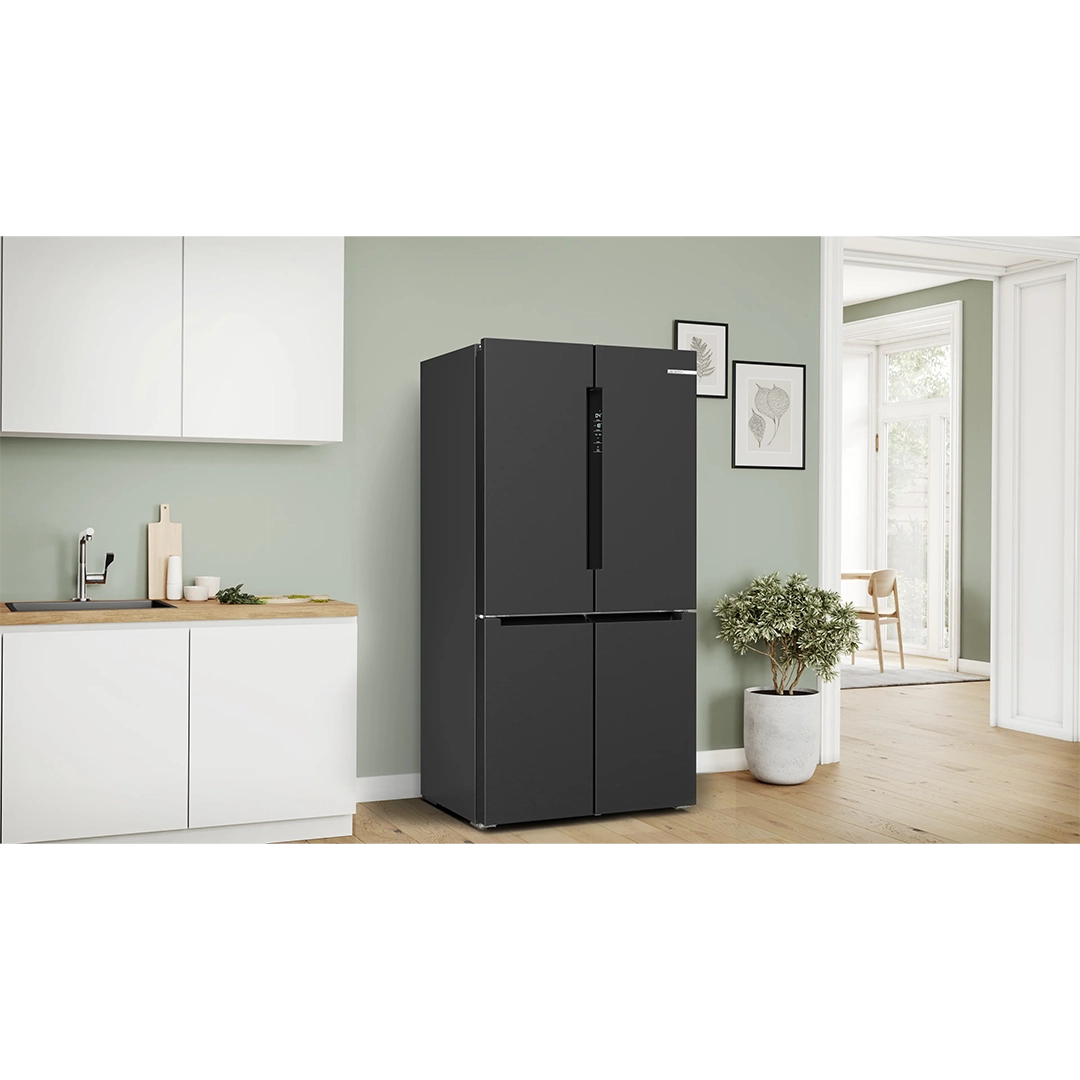 Bosch ตู้เย็นเฟรนช์ดอร์ มีช่องแช่แข็งด้านล่าง ซีรีส์ 4 ขนาด 21.4Q สีดำ รุ่น KFN96AXEA - Image 4