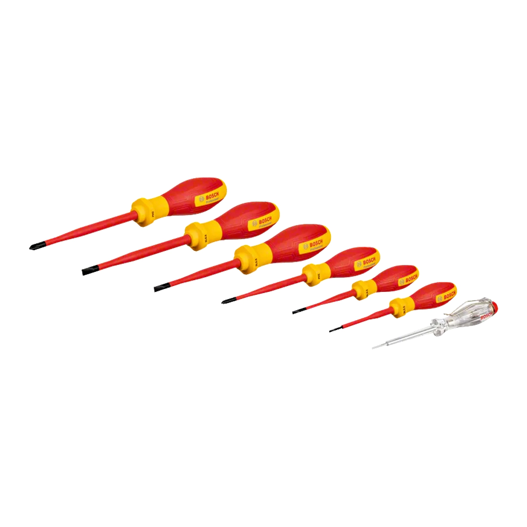 Bosch ชุดไขควงกันไฟ VDE 7 ชิ้น (SL/PH/ไขควงวัดไฟ) รุ่น 1600A02NF7