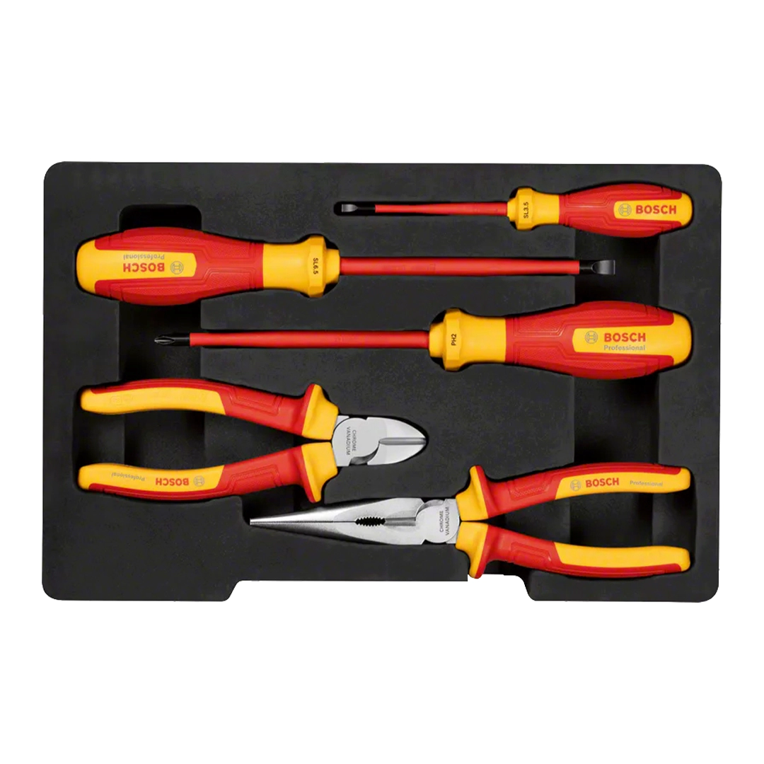 Bosch ชุดรวมไขควงกันไฟและคีมกันไฟ VDE 5 ชิ้น รุ่น 1600A02NG2 - Image 3